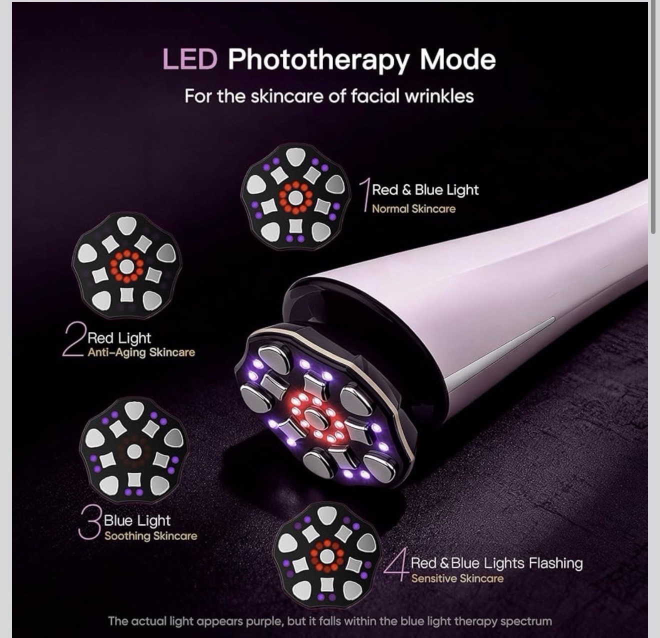 Microcurrent Facial Device 4-In-1 Beauty Device with Red Light Therapy and Blue