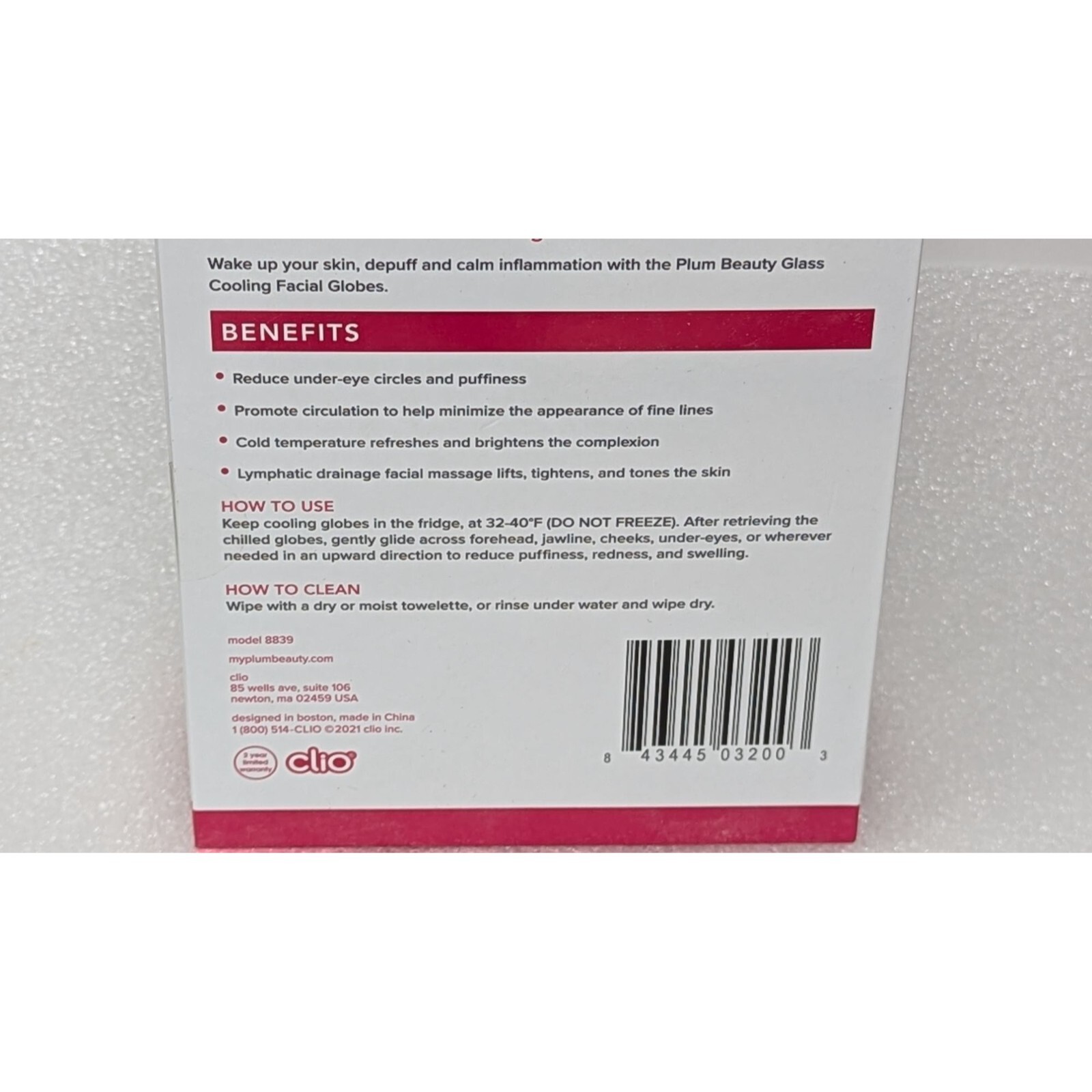 Plum Beauty Glass Cooling Facial Globes Soothe & Depuff