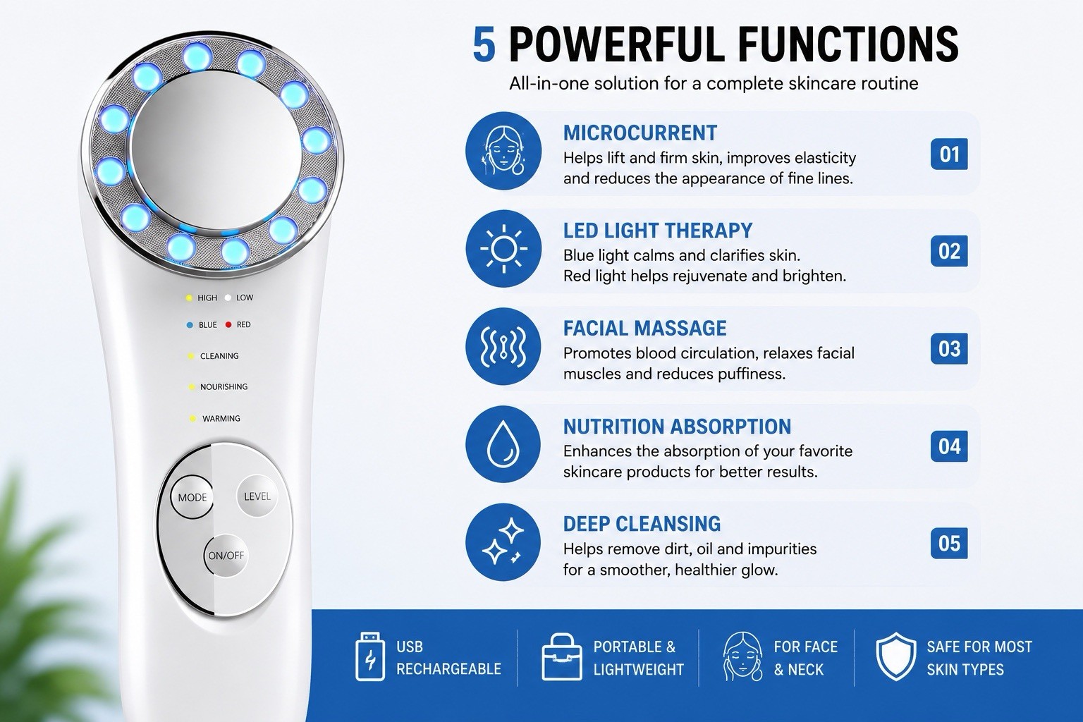 5-in-1 Micro current Facial Device