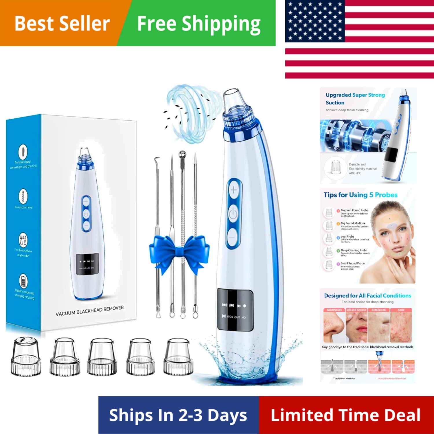 Blackhead Remover Pore Vacuum Upgraded Facial Pore Cleaner Electric Comedone …