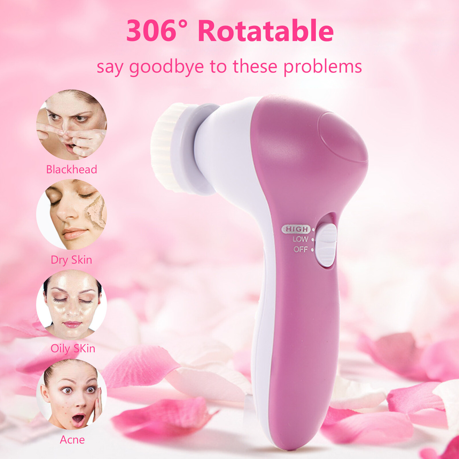 5 In 1 Electric Face Brush Cleansing Brush Face Washing Device G6N9