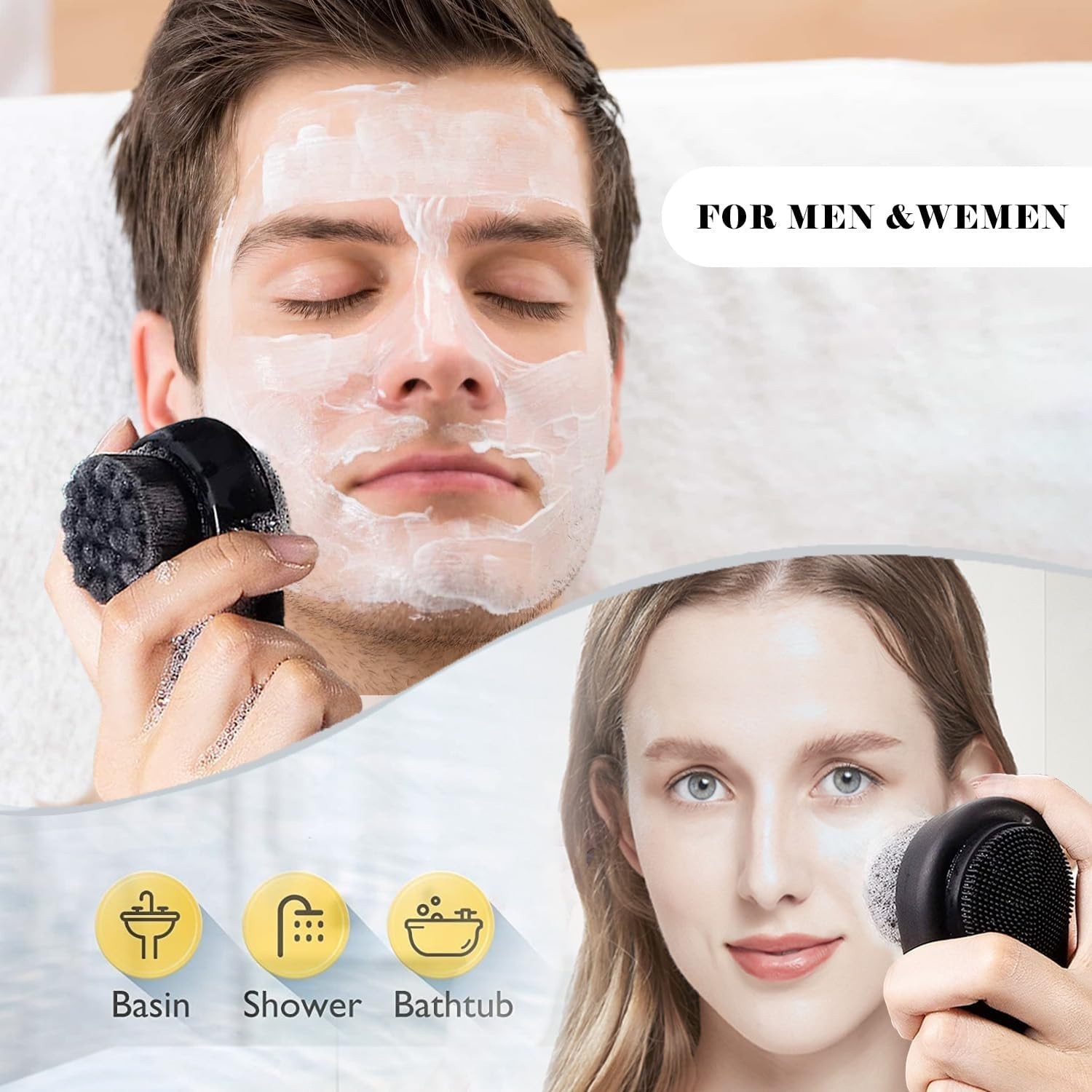 2 Pack Facial Cleansing Brushes 2-in-1 Face Brush Deep Pore Clean Exfoliating Sc