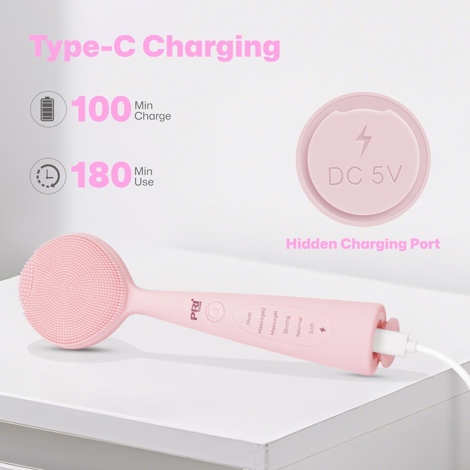 Cleansing Brush with Vibrating, Rechargeable Silicone Scrubber for Deep Pore …