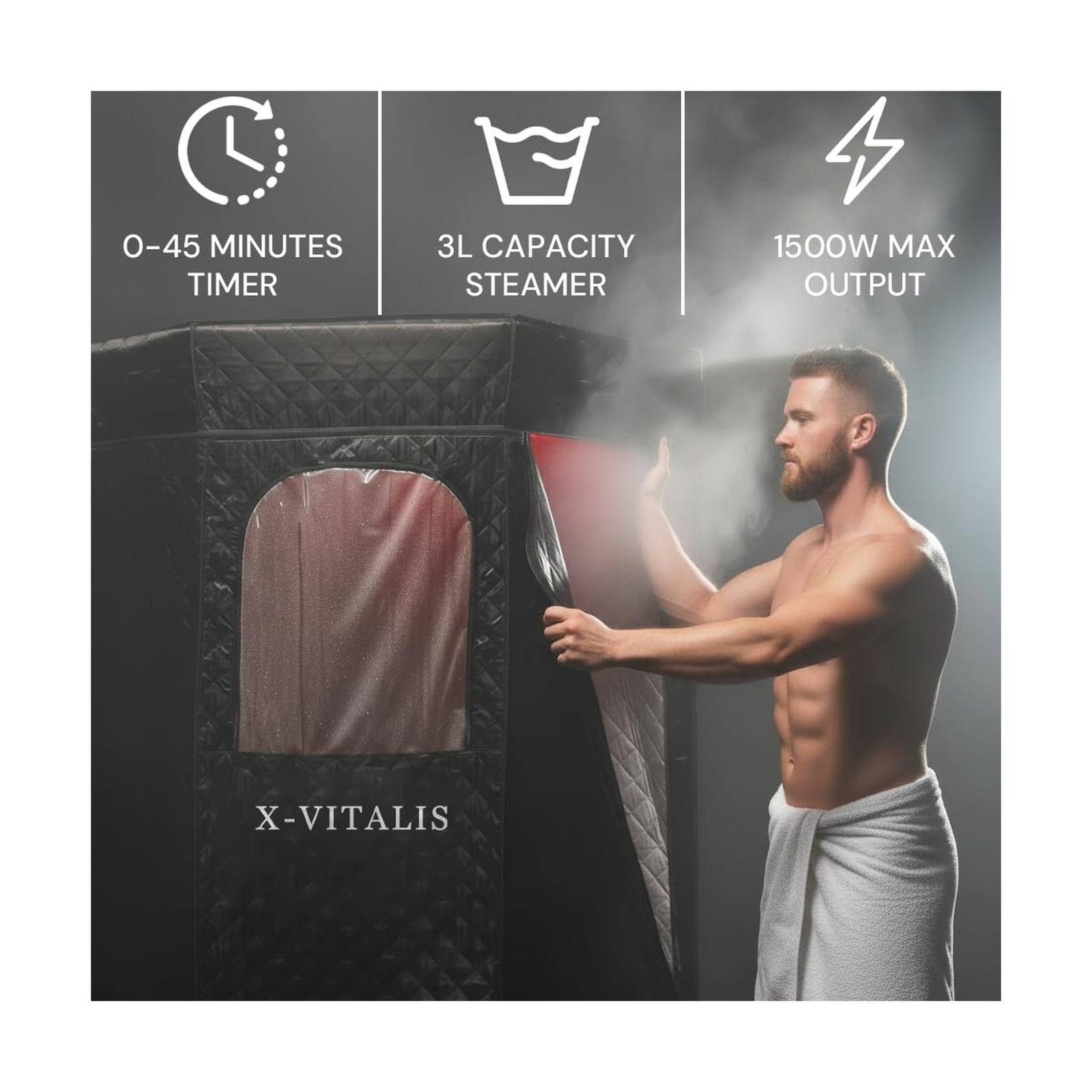 Upgraded Steam Sauna with Red Light Therapy Panel for Personal Home Spa