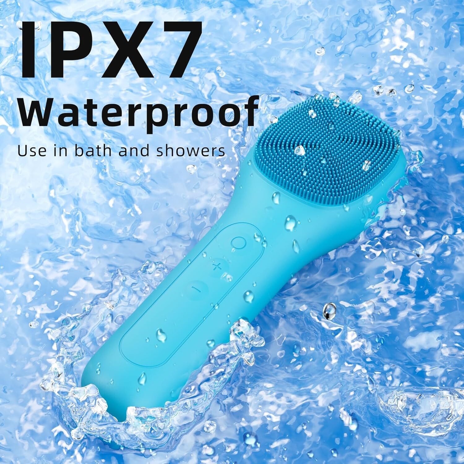 Blue Electric Facial Deep Cleansing Silicone Brush Portable USB-C Rechargeable