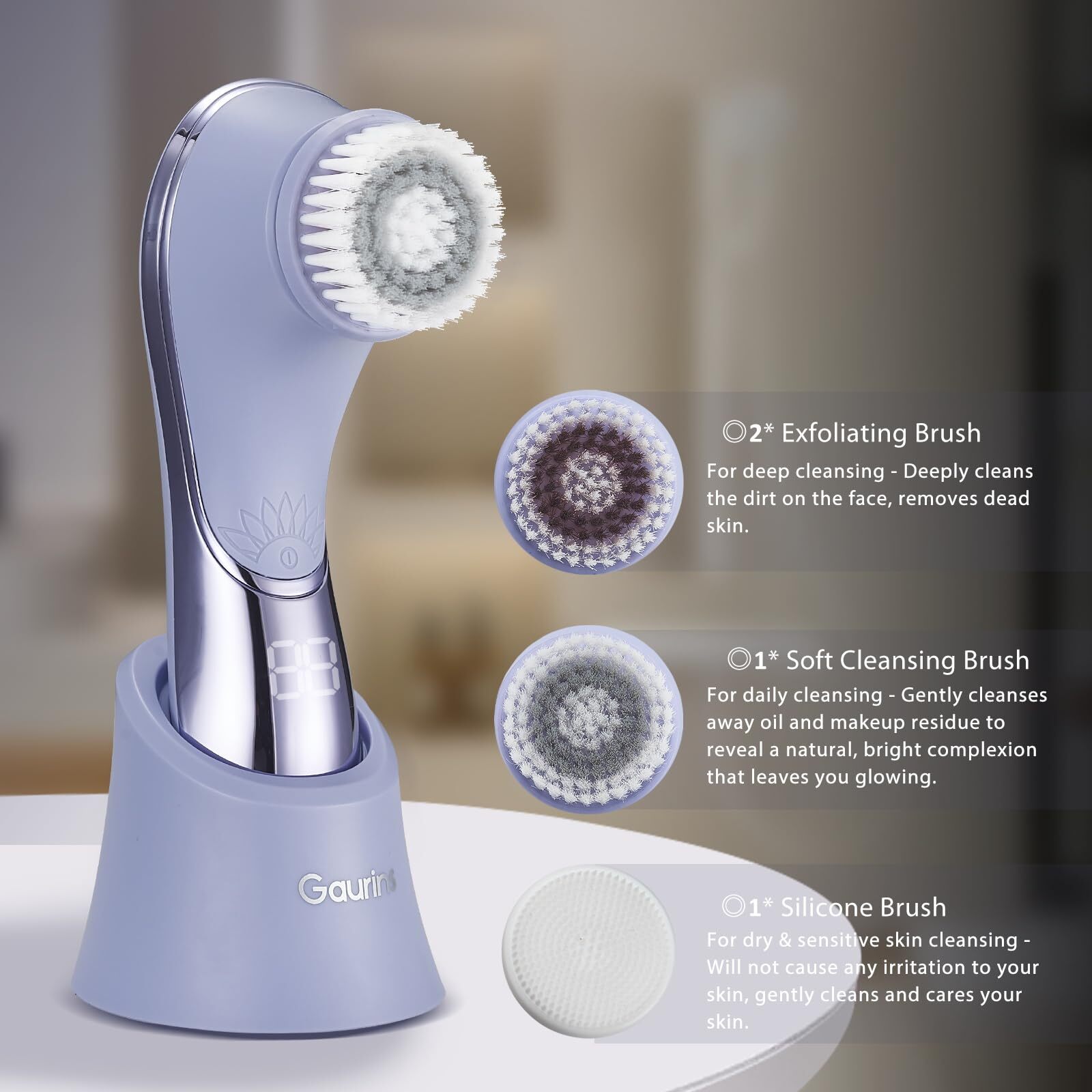 Facial Cleansing Brush Face Scrubber Exfoliator Rechargeable IPX7 Waterproof …