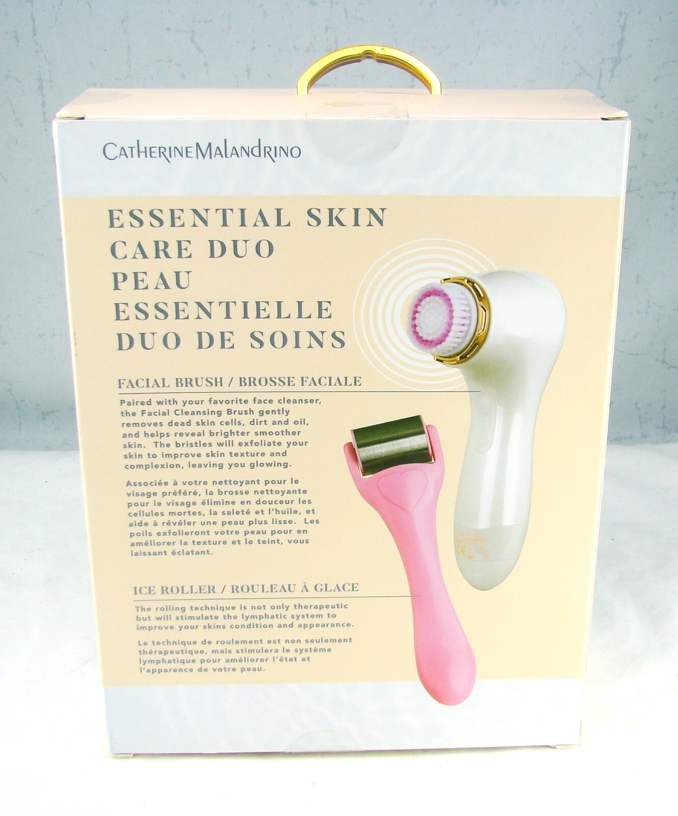 Catherine Malandrino Essential Skin Care Duo Facial Brush & Ice Roller NEW NIB