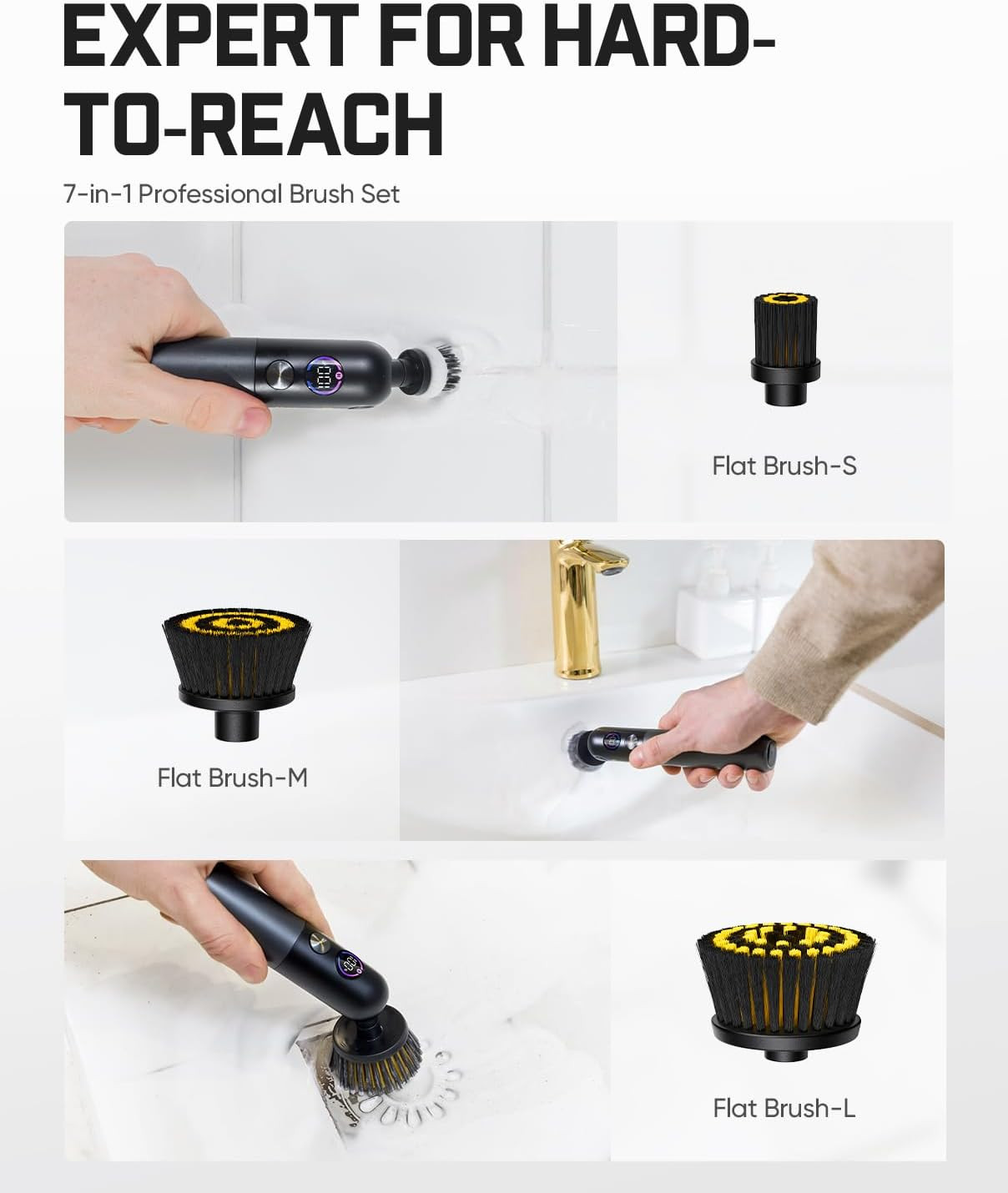 Flip G10 Nano Homecare Cordless Electric Spin Scrubber, 360° High-Torque Rotatio
