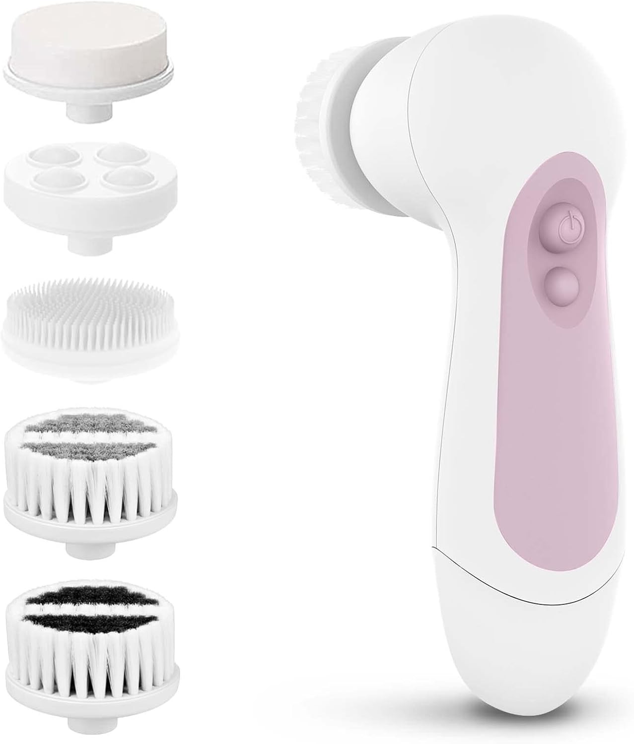 Waterproof Facial Cleansing Spin Brush Set with 5 Exfoliating Brush Heads – Elec