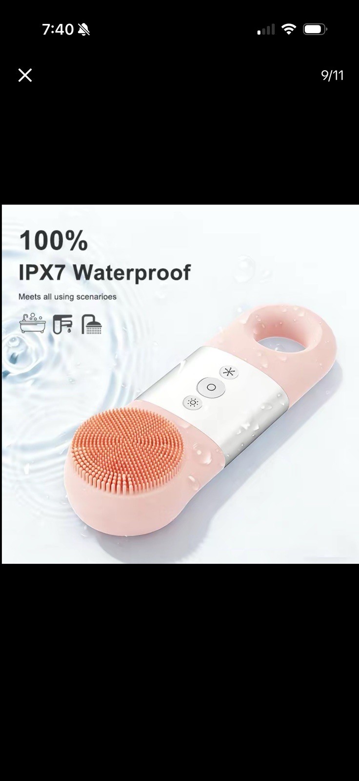 Hot & Cold Electric Facial Cleansing Brush, Silicone, IPX7 Pink/White