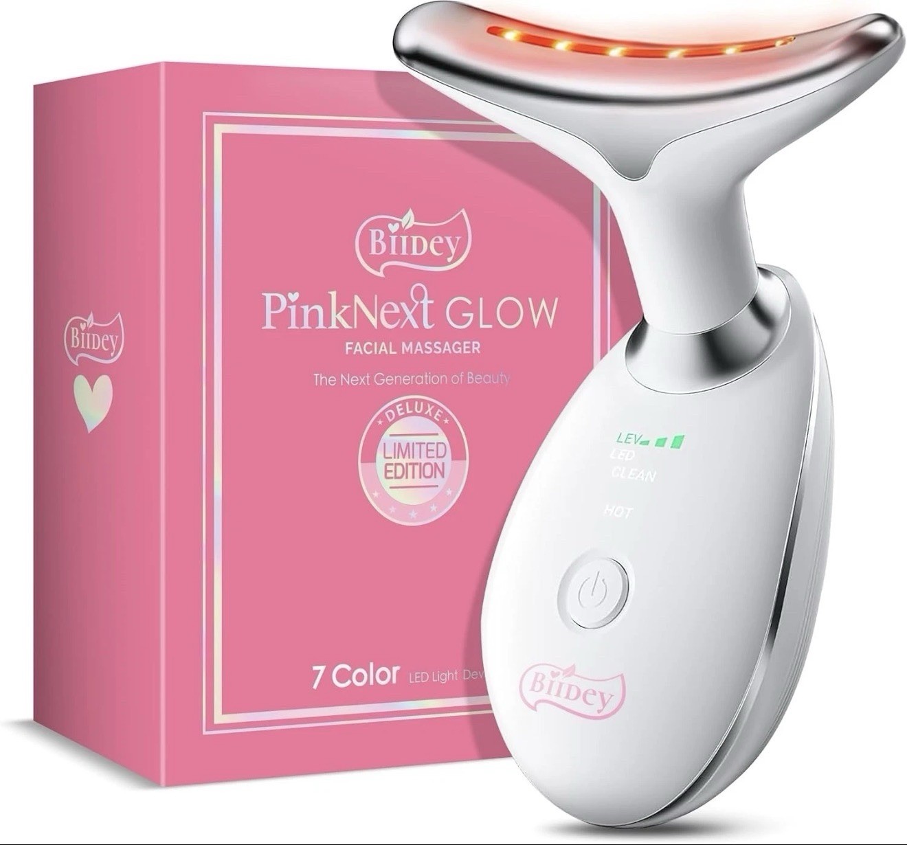 7 Color LED Face Neck Massager Red Light Therapy Limited Edition – Biidey