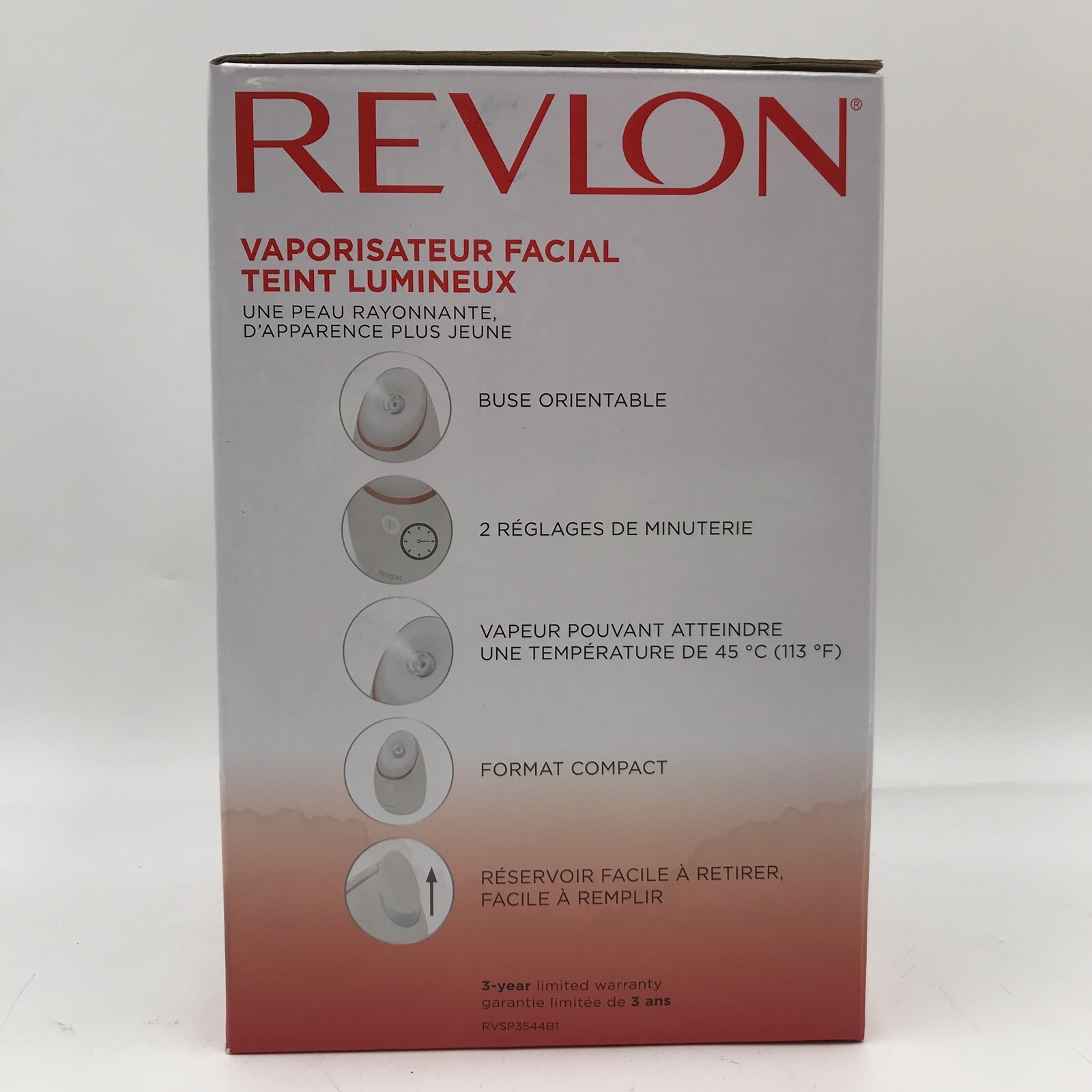 Revlon Illuminating Facial Steamer Adjustable Nozzle 2 Timer Settings In Box