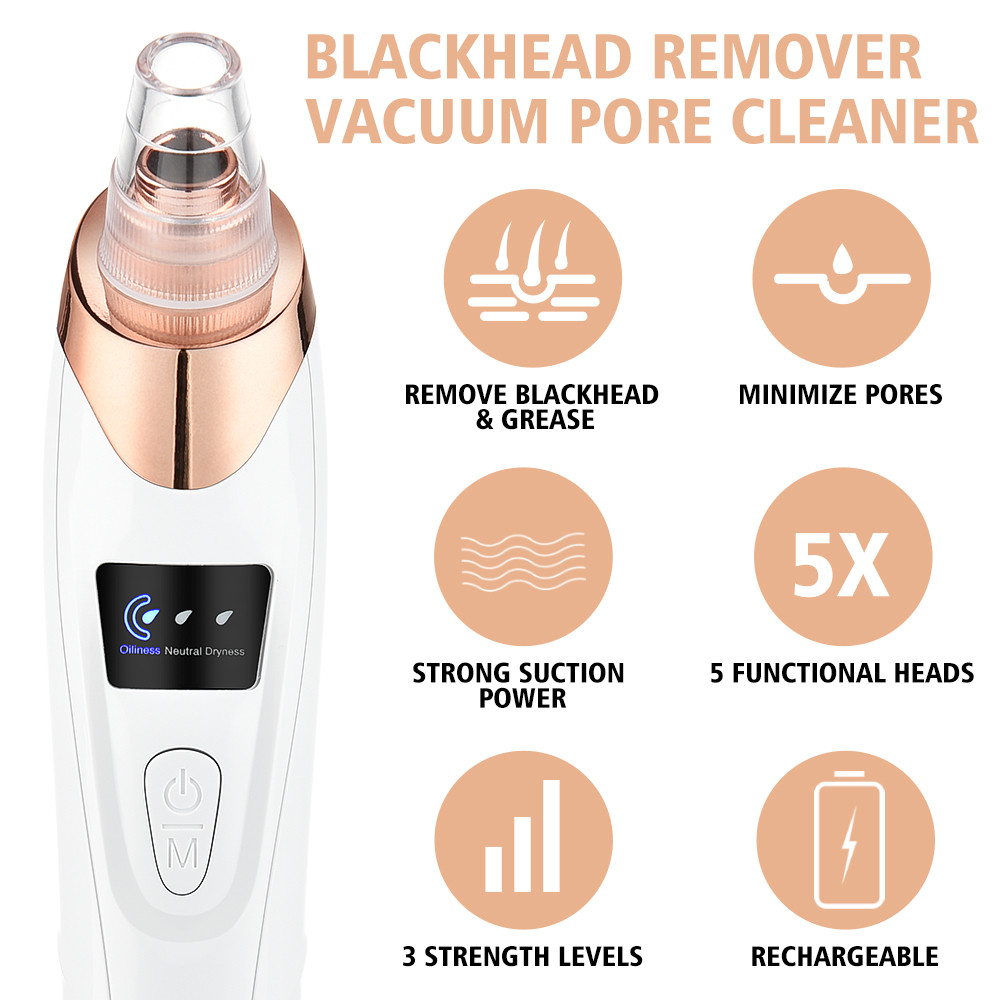Pore Vacuum Blackhead Remover Facial Suction Blackheads Black Spots Removal Deep