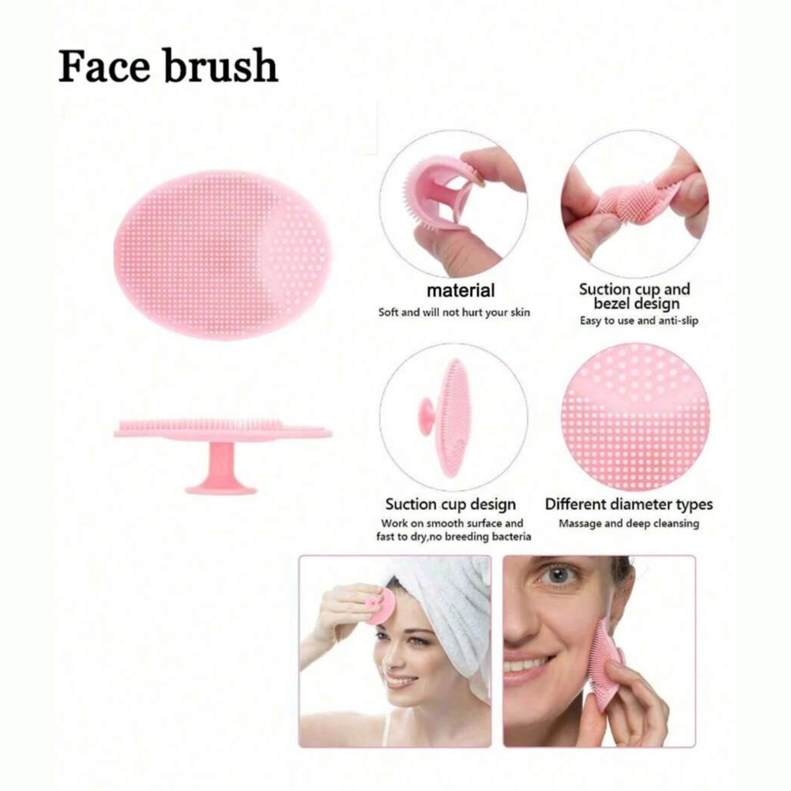 Silicone Facial Cleanser Soft Manual Face Scrubber Massage Brush Exfoliating