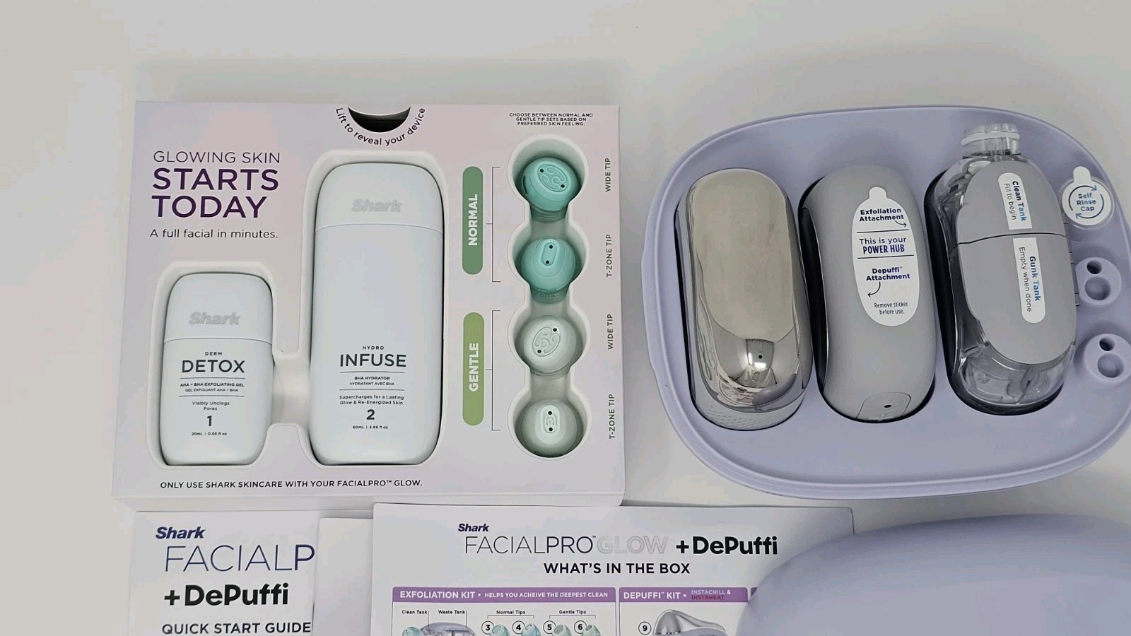Shark FacialPro Glow at-Home Facial System with DePuffi Hot & Cold – Lilac