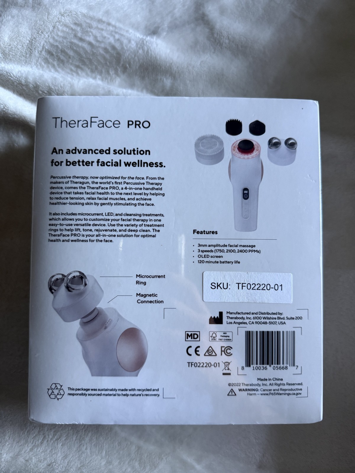 Therabody TheraFace PRO – Microcurrent Facial Device 8-in-1 Compact Face Massage