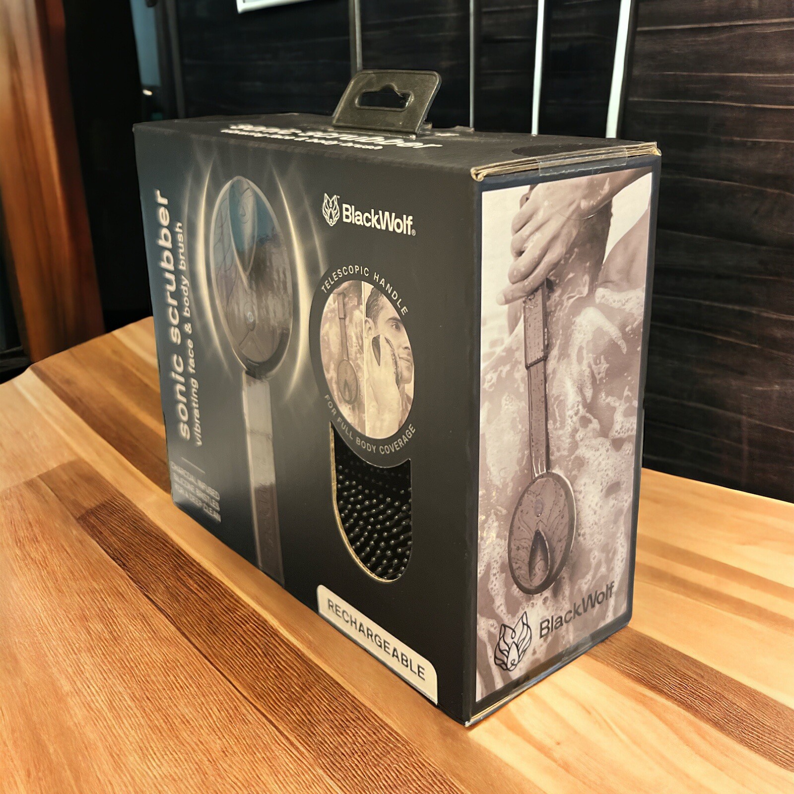 BlackWolf Sonic Scrubber Black Vibrating Scrubber NEW SEALED Men Rechargeable