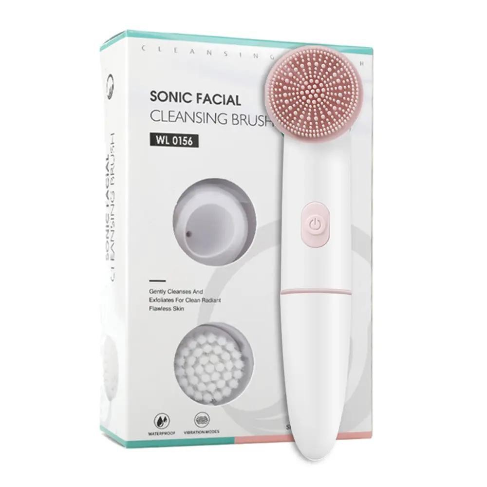 2 Speed 2 in 1 Sonic Vibrating Electric Facial Cleanser Brush With Silicone and