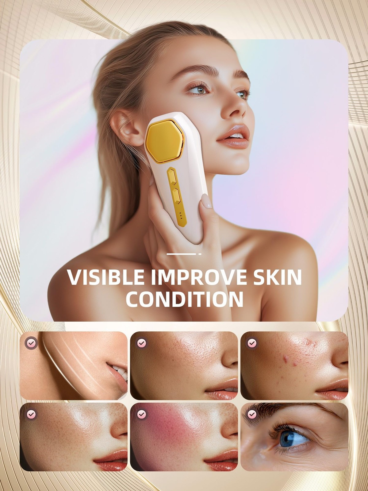 INTEO Multifunctional Facial Massager, Real Glass Glow Device for Face White