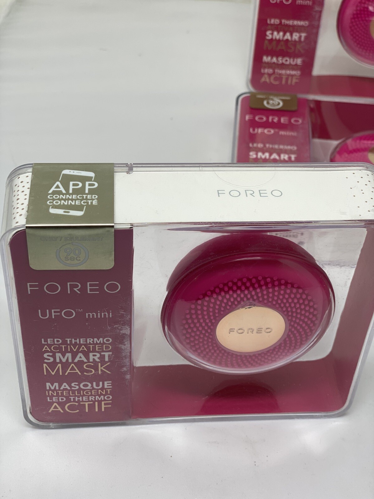 Lot Of 3 New FOREO UFO Mini LED Thermo Smart Facial Mask Pink Fuchsia Free Ship