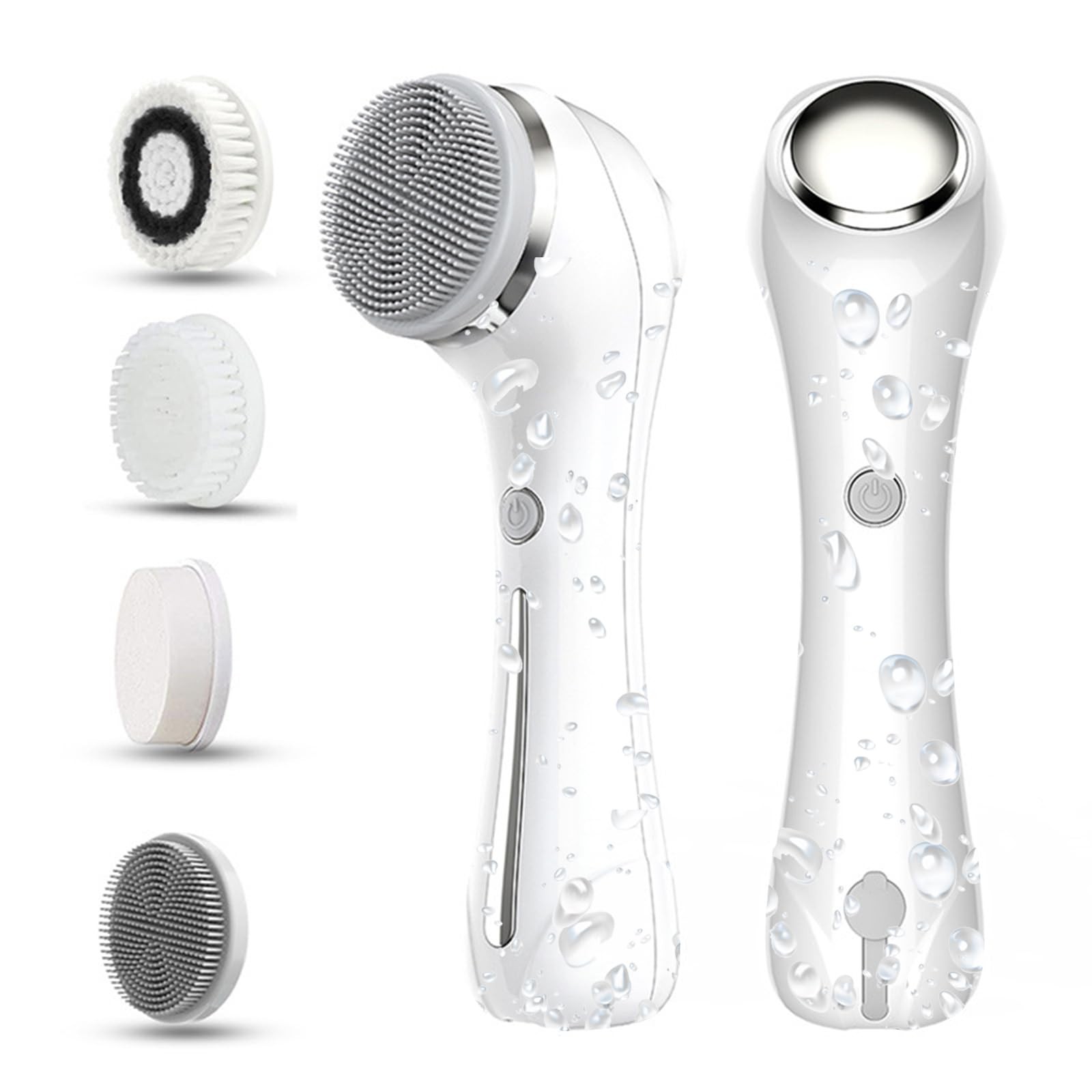 Cleansing Brush, 2 in 1 Ｗaterproof IPx7 Spin Scrubber Set with 4 Brush Heads,…