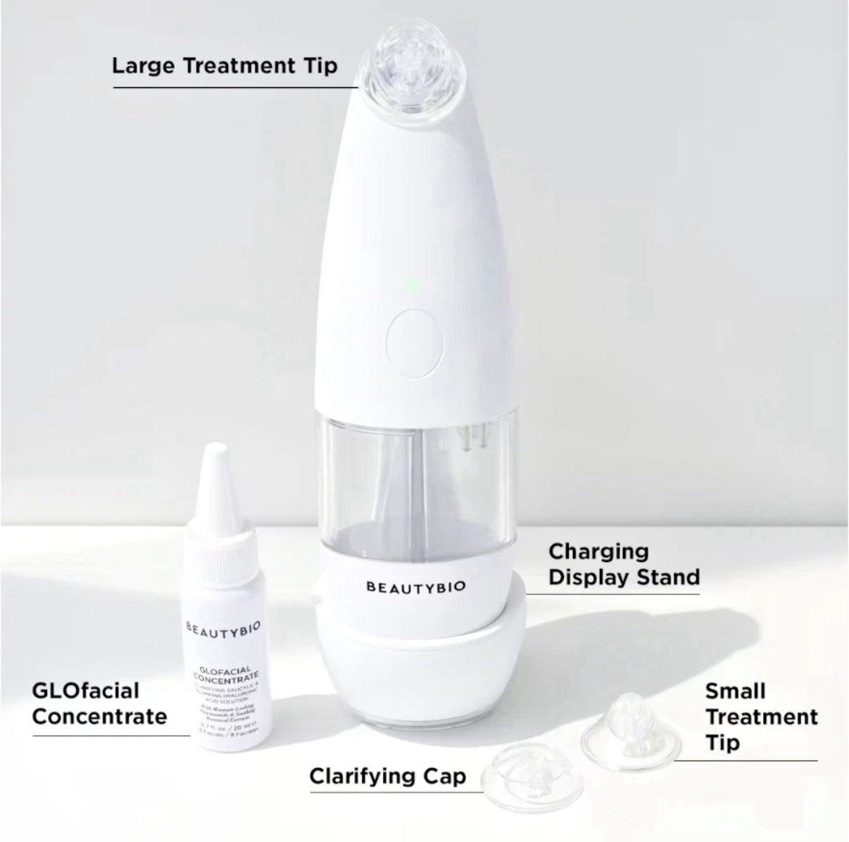 BeautyBio GLOfacial Hydro-Infusion Pore Cleansing Tool Blue Light Wireless Kit