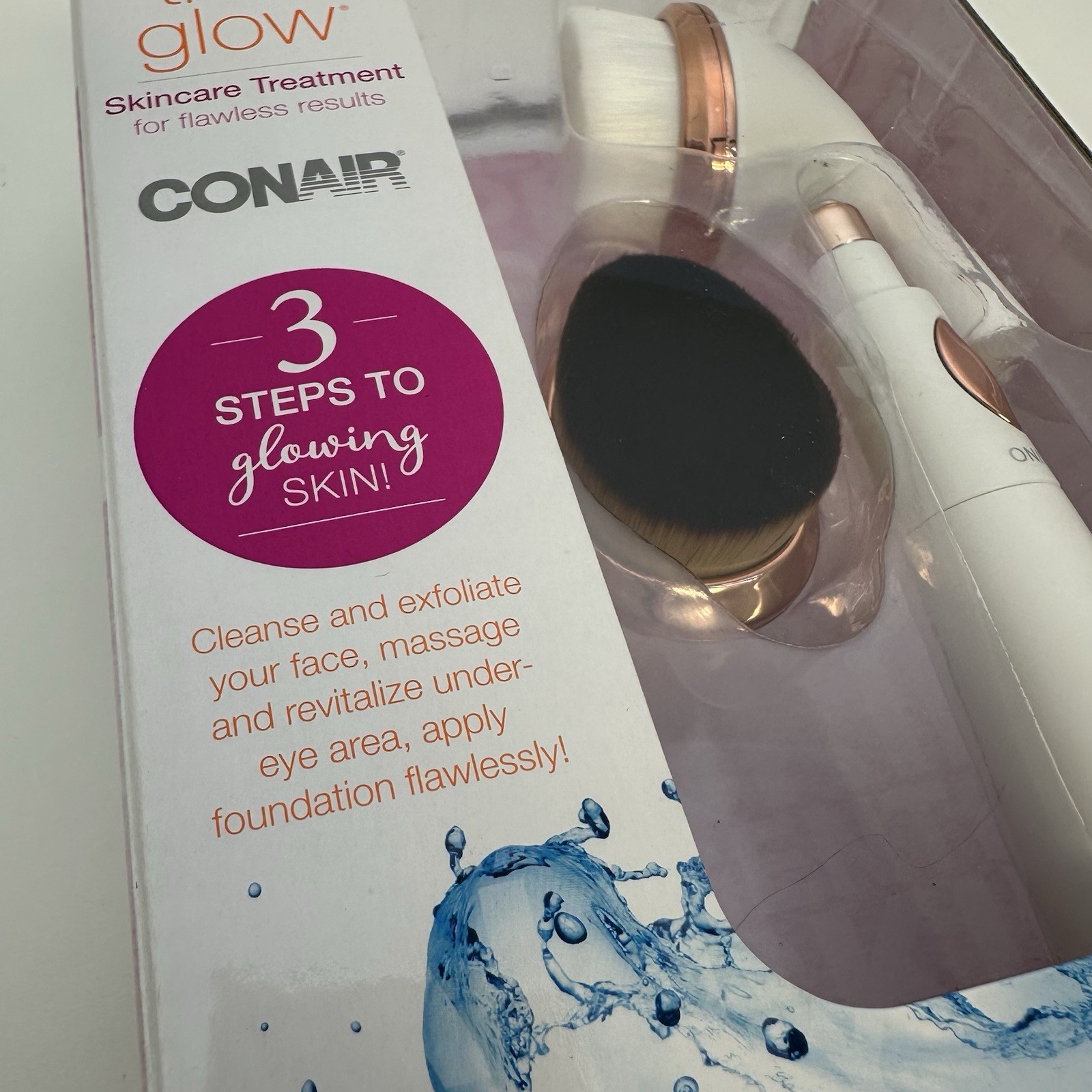 Conair True Glow Sonic Skincare Treatment 3 Step Facial Kit Brush Set New Sealed
