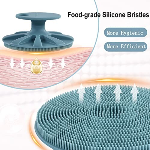 Silicone Face Scrubber, Exfoliating Brush Manual Handheld 3rd-dark Green+pink
