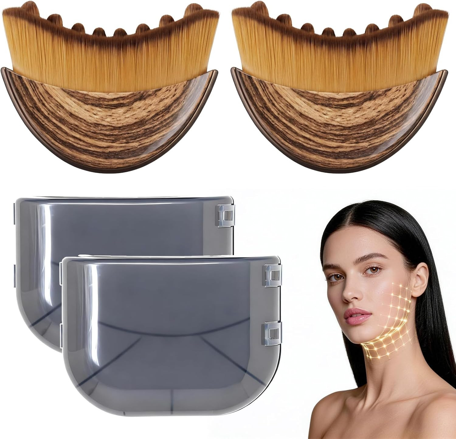 2Pcs Lymphatic Contour Face Brush,Lymphatic Drainage Brush with Super Soft Br…