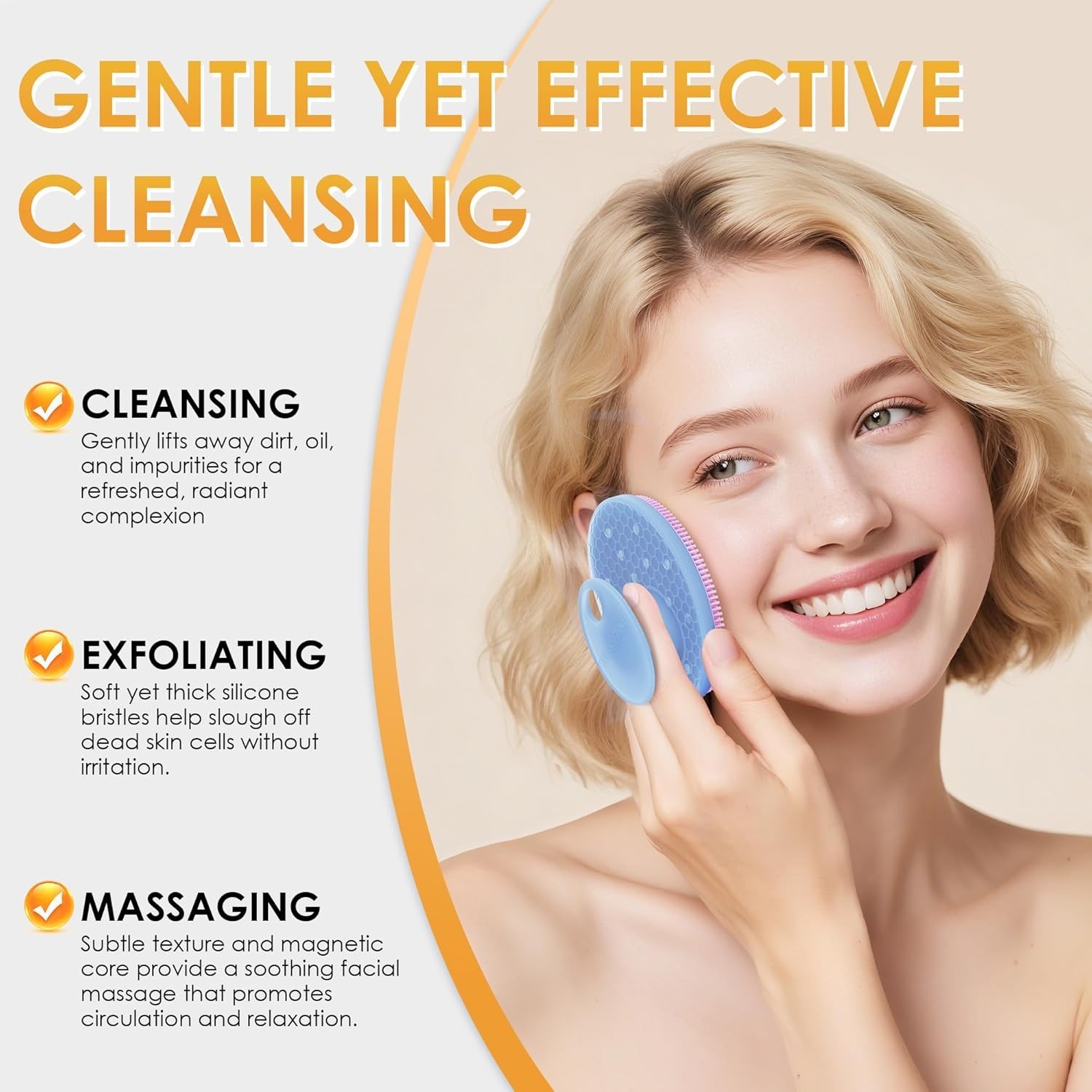 Ergonomic Magnetic Silicone Face Scrubber – Radiance Booster for Sensitive Skin