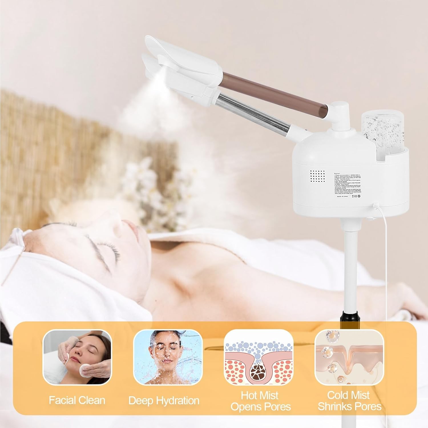2-in-1 Facial Steamer Ozone Hot Cold Mist Professional on Wheels