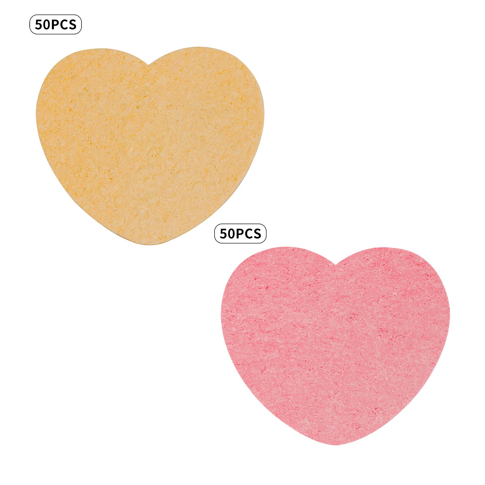 50 Pcs Heart Shaped Cute Eart-shaped Design Compressed Sponges Eco-Friendly