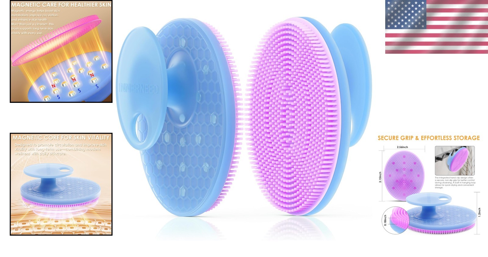 Ergonomic Magnetic Silicone Face Scrubber – Radiance Booster for Sensitive Skin