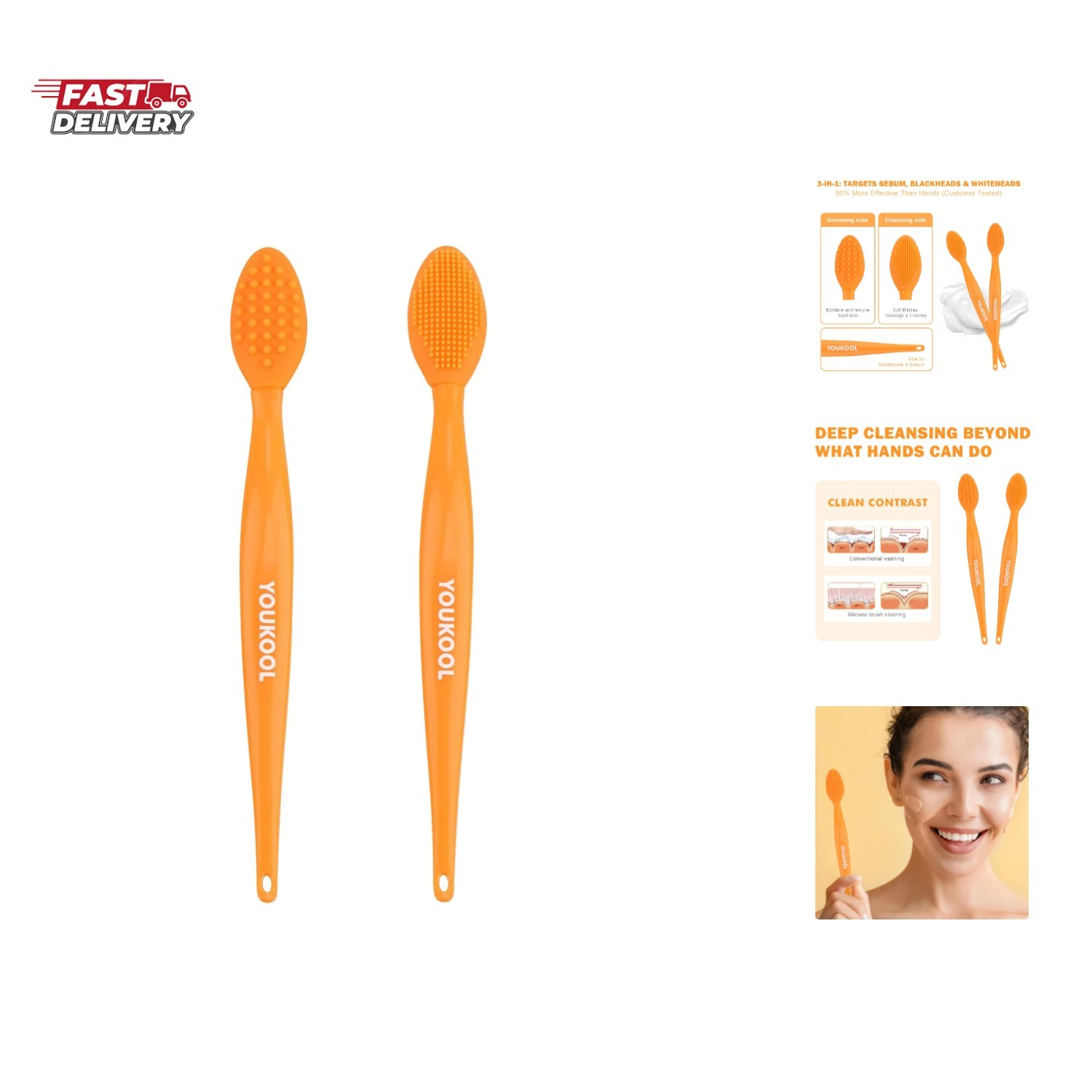 Pore Cleansing Silicone Facial Brush | Face Scrubber & Massager for Blackhead…