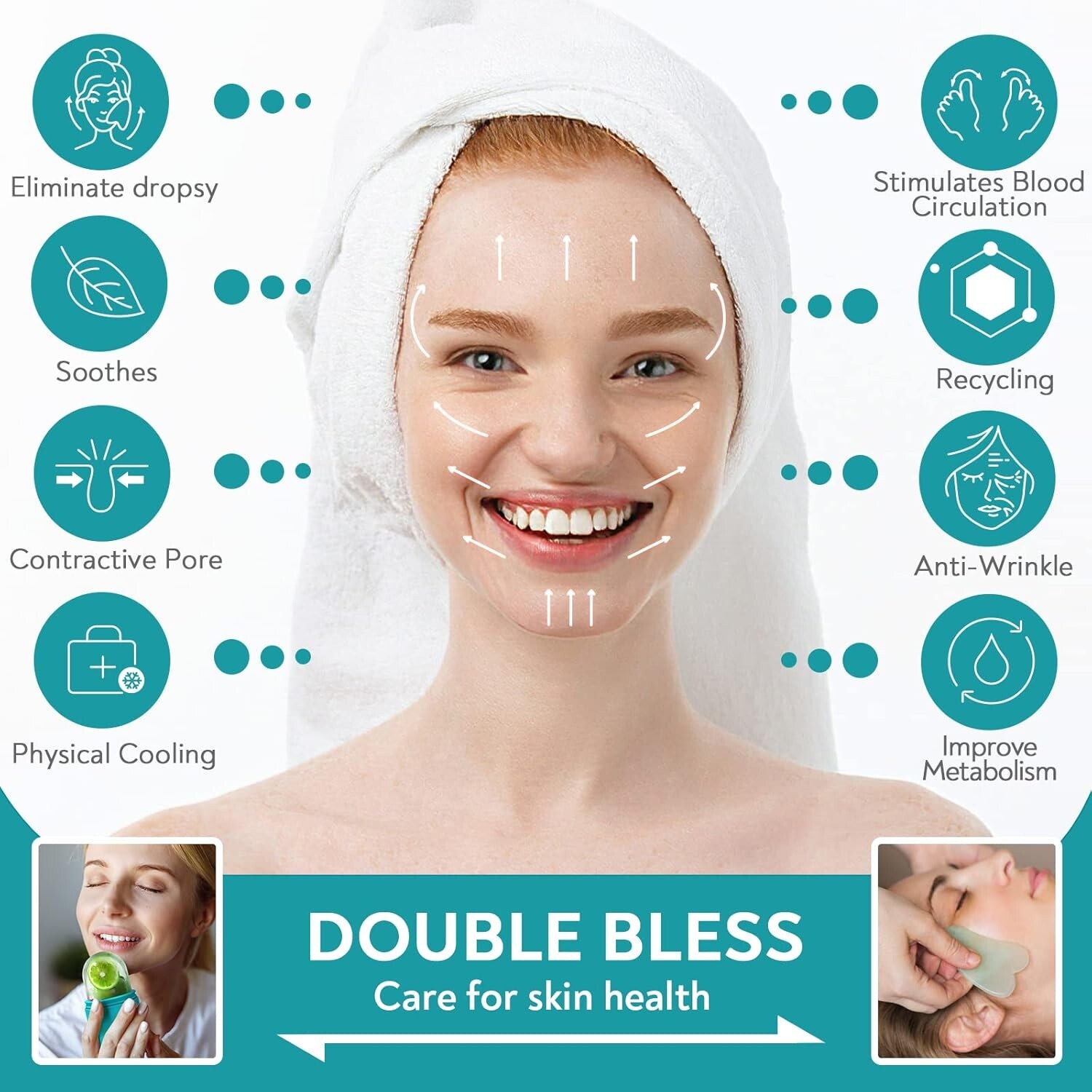 Rodillo facial de hielo, molde de silicona reutilizable, masaje facial para ojos