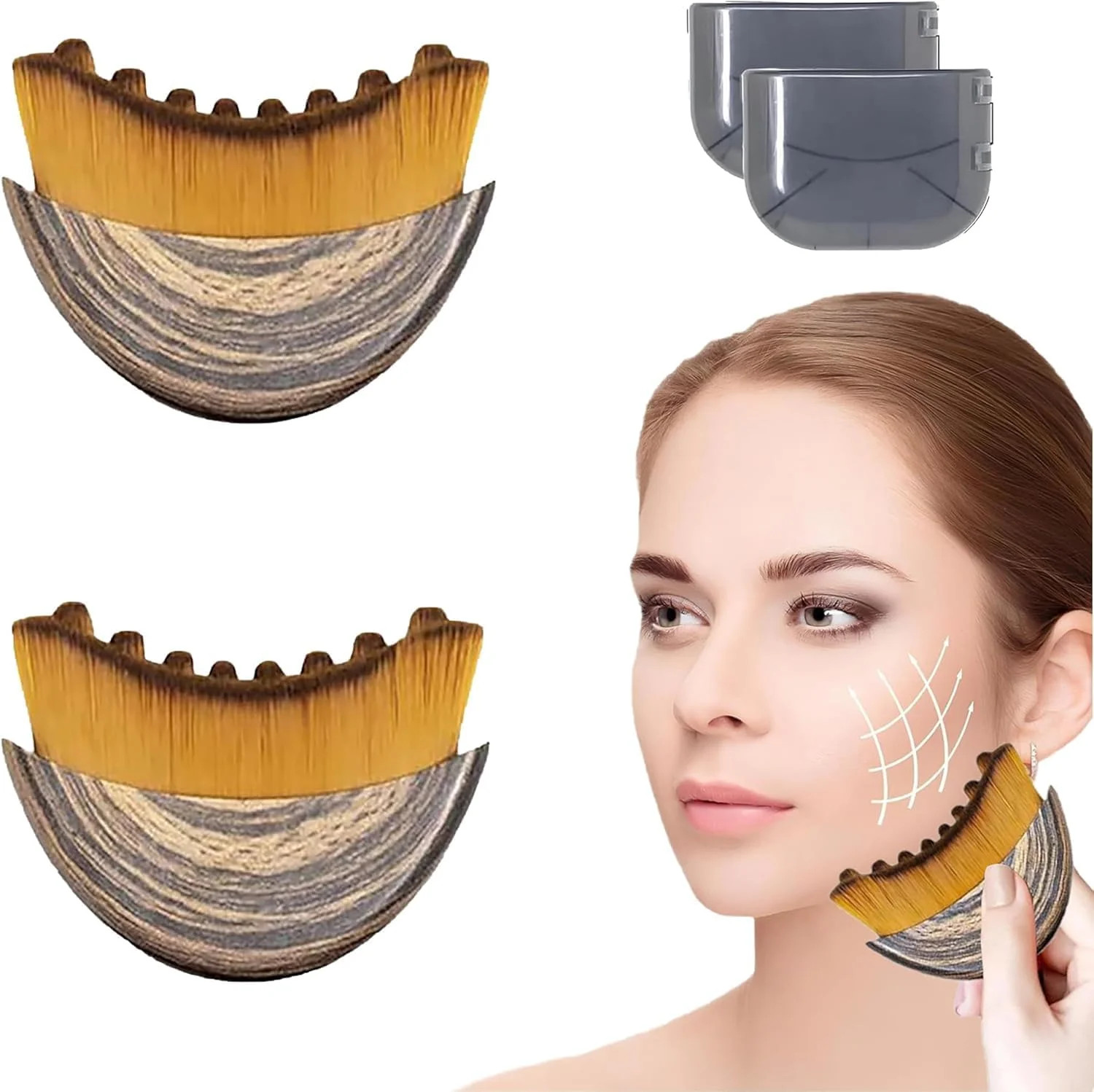 2 PCS Upgrade Lymphatic Contour Face Brush – Dry Brushing Face Massager for Lymp