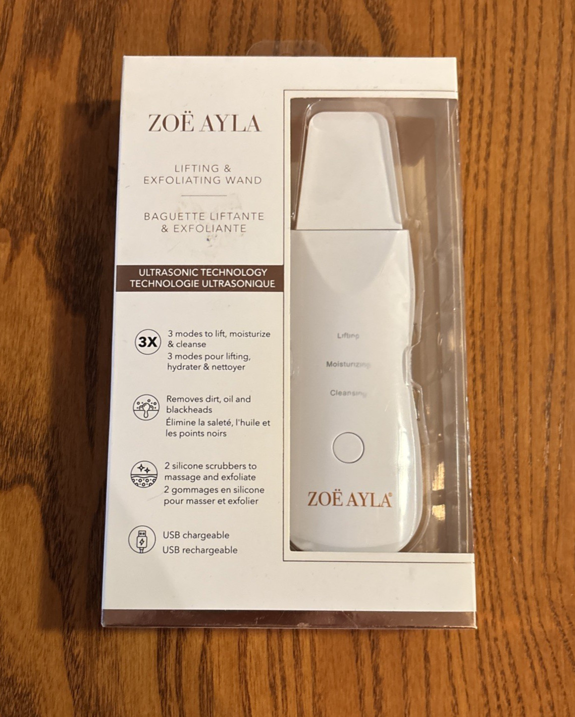 Zoe Ayla Face Lifting & Exfoliating Wand Ultrasonic Technology 3 modes NEW