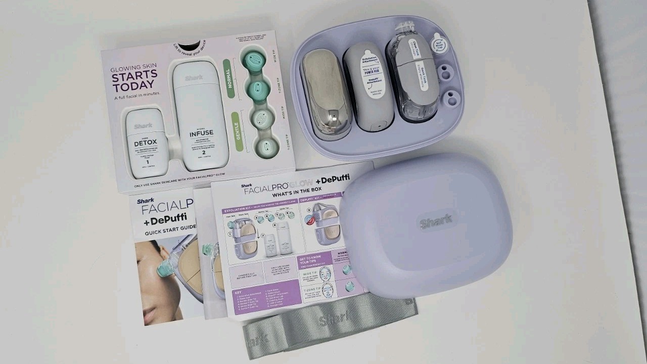 Shark FacialPro Glow at-Home Facial System with DePuffi Hot & Cold – Lilac