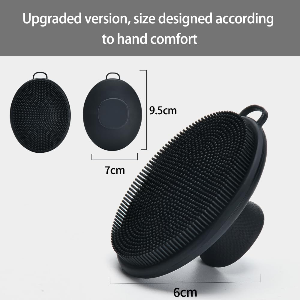 Face Scrubber,Silicone Scrubber for Men Women,Third Large, Black