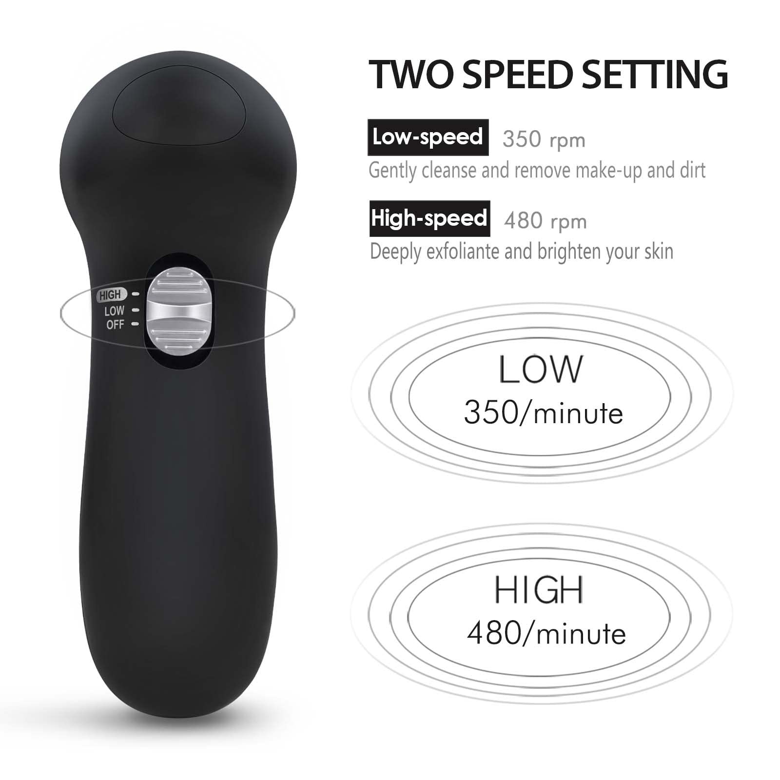 Facial Cleansing Brush Face Scrubber: CLSEVXY Electric 6 in 1, Black