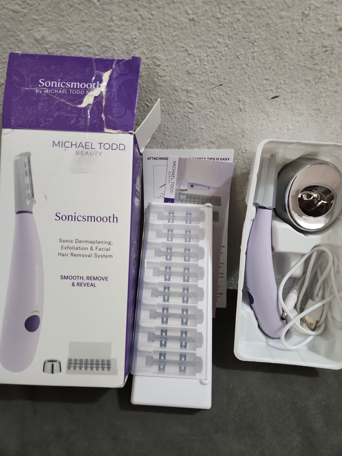 Michael Todd Sonicsmooth Dermaplaning System Exfoliate Hair Removal Open Box