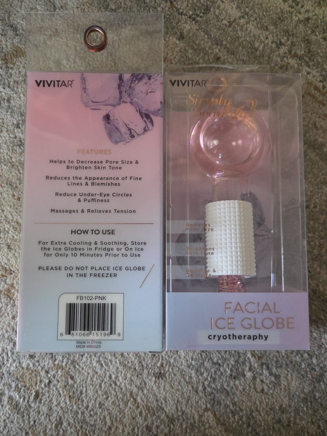 Vivitar SIMPLY BEAUTIFUL .Facial Ice Globe CRYOTHERAPHY.