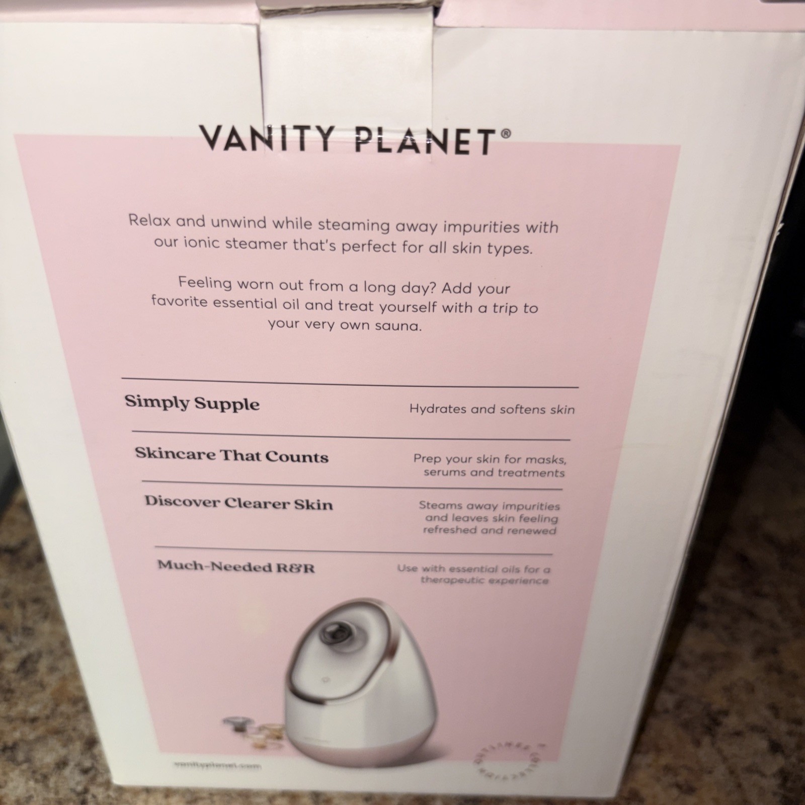 Vanity Planet Aira Ionic Facial Steamer Beige/Rose Gold for All Skin Types