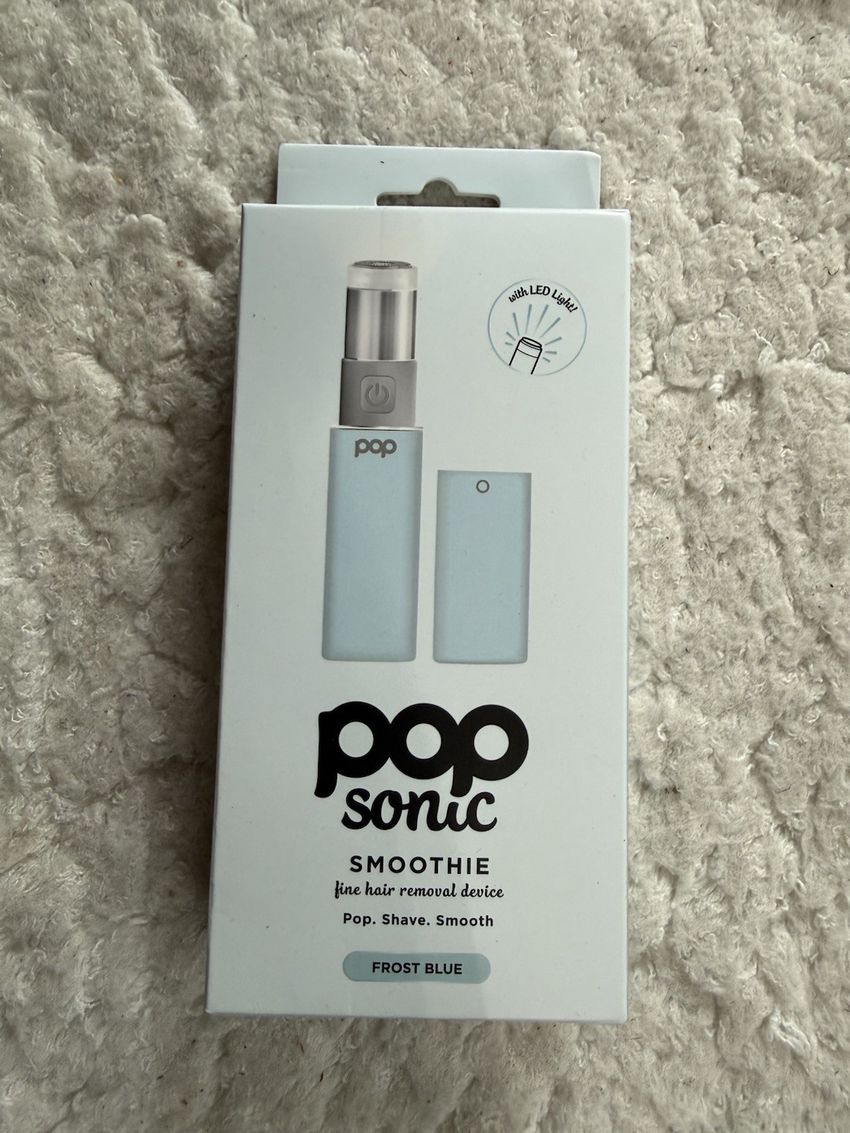 Pop Sonic SMOOTHIE Fine Hair Removal Device Frost Blue New