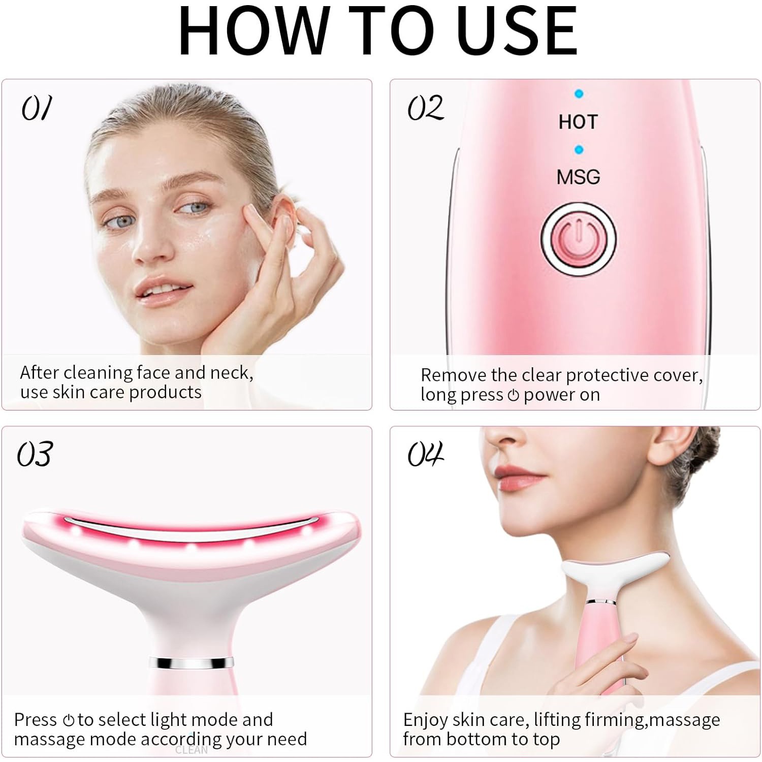 Red Light Therapy for Face and Neck Massager Tool LED Facial Light Therapy Skin