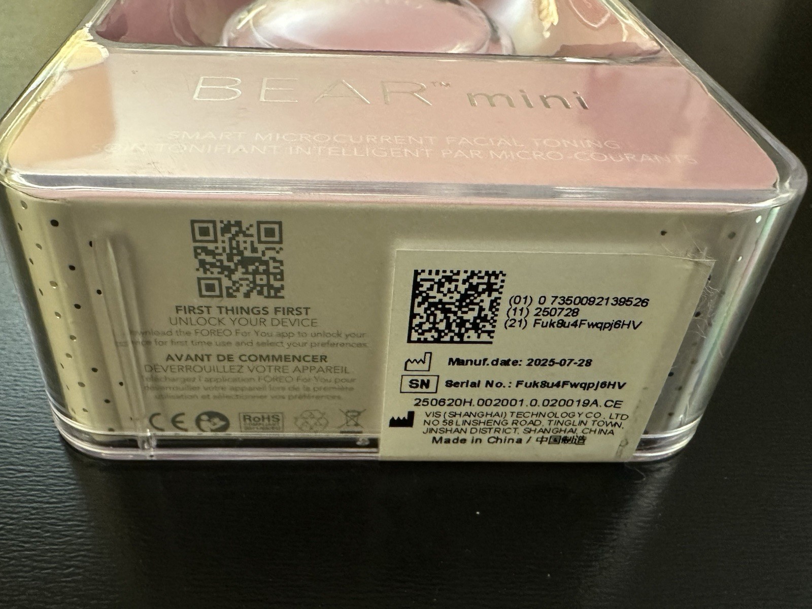 FOREO BEAR mini Smart Microcurrent Facial Toning Device Pearl Pink