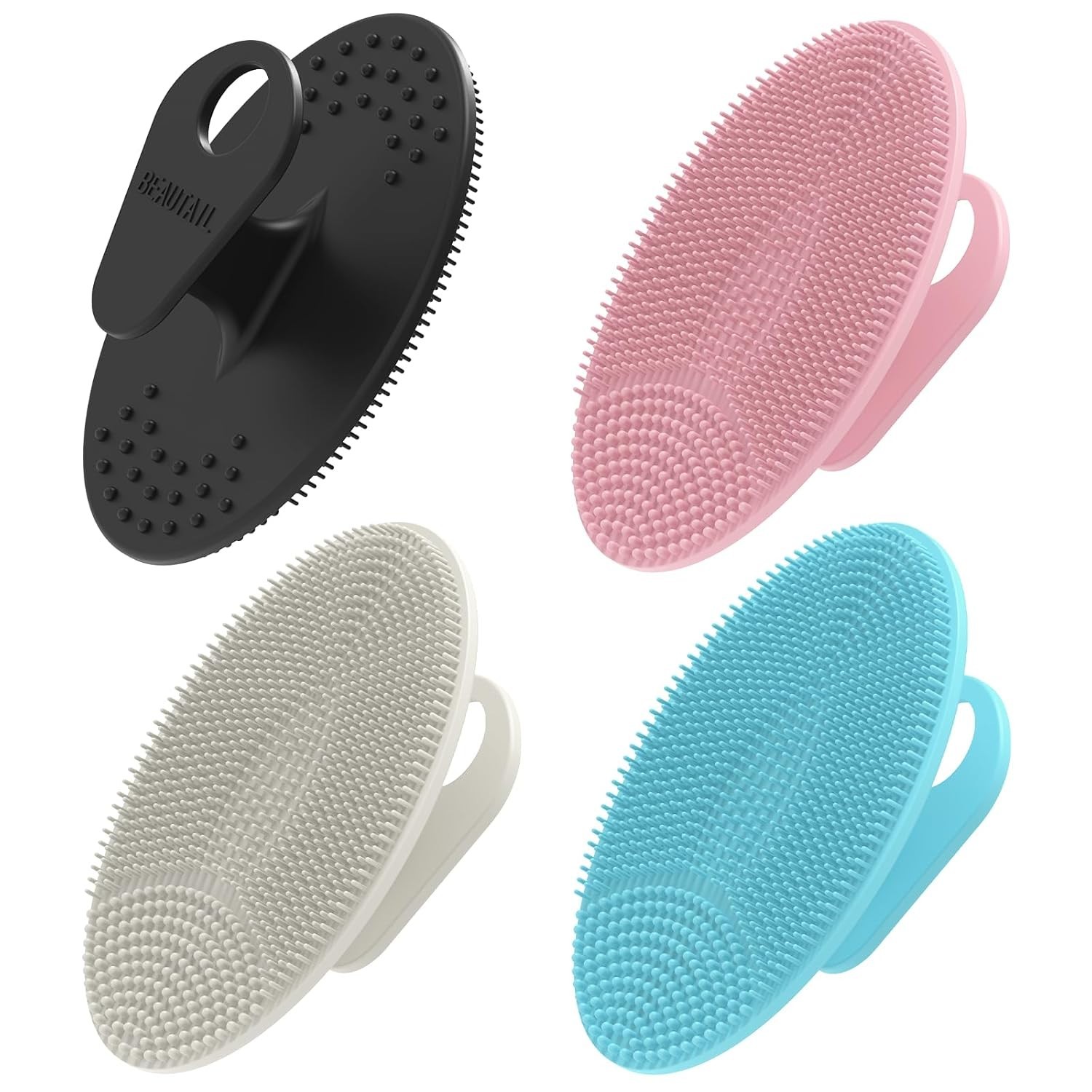 Face Scrubber 4 Pack, Silicone Manual Facial Cleansing Brush for Men Women, G…