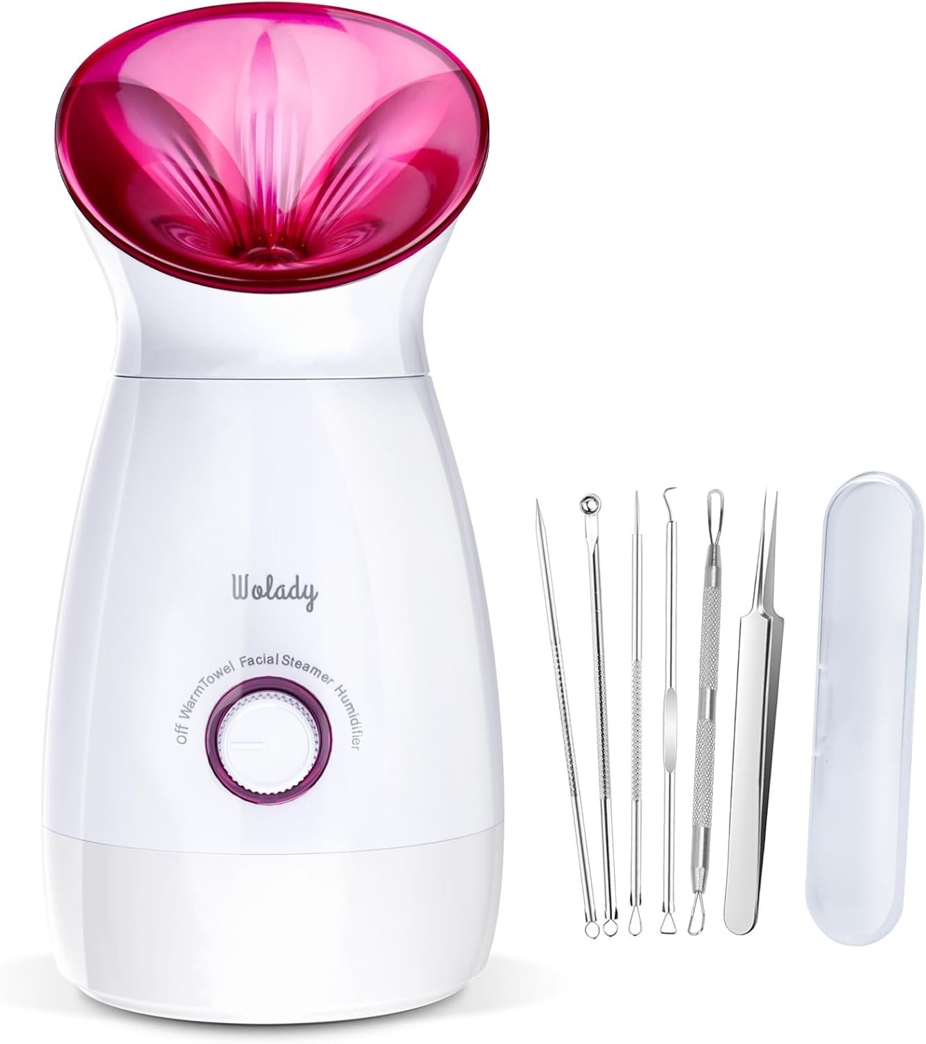 LARGE 3-IN-1 FACIAL STEAMER WITH SKIN CARE TOOLS – PINK