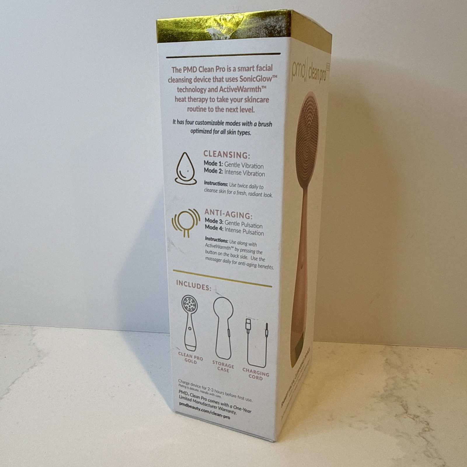 *NEW* Pmd Clean Pro Smart Facial Cleansing Device 24K Gold Plated heat Massager