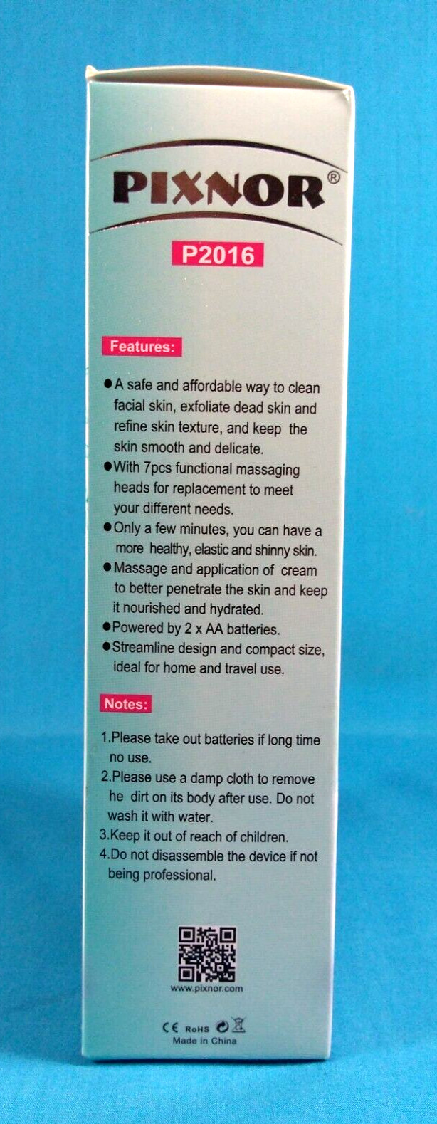 NIB~PIXNOR P2016 Facial Brush 7 in 1 Facial Massager~ Clean Face Cleansing Heads
